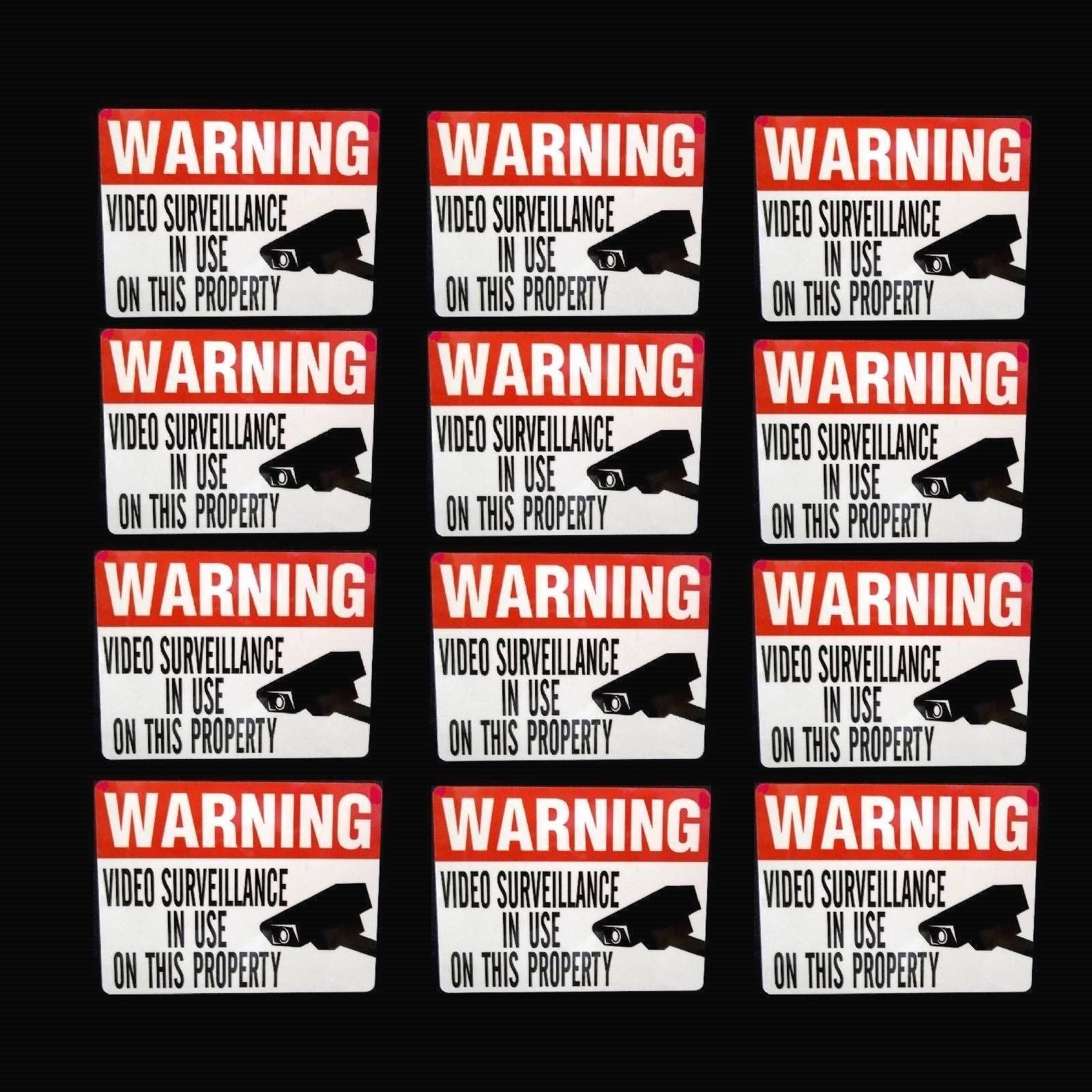 12 Home Security Camera Warning STCKERS 3x4
