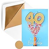 GIFTING GIGGLES 40th Birthday Card - Men or Women - 3D Pop Up 40 year old card | Happy Fortieth Bday, forty | Comes with Envelope and seal