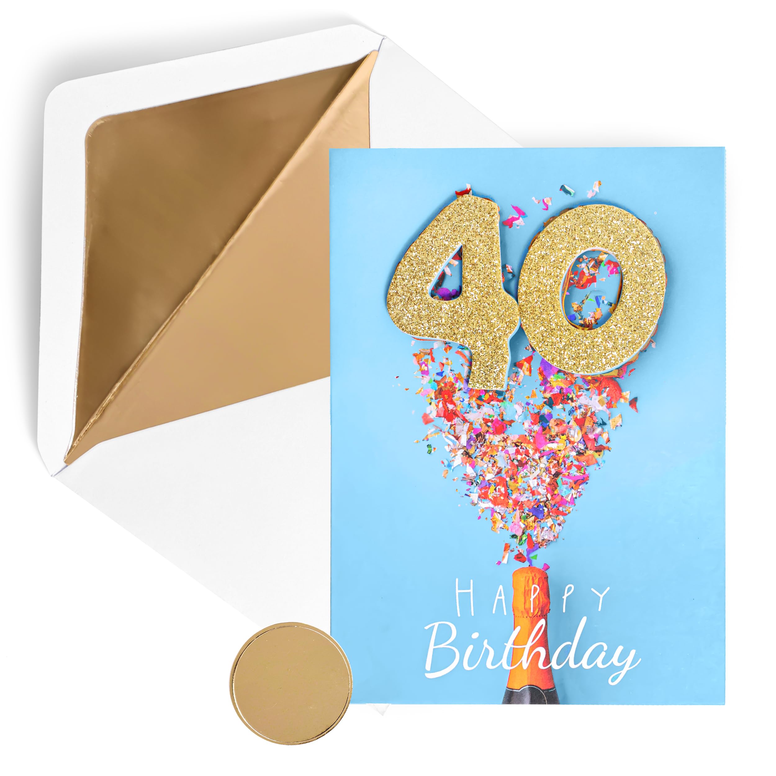 Photo 1 of GIFTING GIGGLES 40th Birthday Card - Men or Women - 3D Pop Up 40 year old card | Happy Fortieth Bday, forty | Comes with Envelope and seal