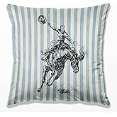 DOFQZ Vintage Western Cowboy Pillow Covers 18x18, Cowboy Room Decor, Southwestern Country Rodeo Blue Striped Throw Pillow Covers for Home Living Room Bedroom