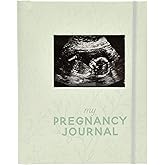 Pearhead My Pregnancy Journal, Keepsake Pregnancy Memory Book with Sonogram Photo Insert, Pregnant Trimester Milestone Tracker Notebook, Expecting Mom Gift, Sage Green Leaf