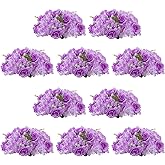 NUPTIO Flower Balls for Centerpieces Wedding: 10 Pcs 14.2 inch Diameter Artificial Flower Ball Arrangement Bouquet Centerpiece for Tables - Light Purple Fake Rose Flowers for Wedding Decor