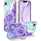 Lamcase for iPhone 16e Case 2025 with Magnetic Invisible Ring Stand [Compatible with MagSafe], Full Body Rugged Slim Women Men Girl Shockproof Marble Pattern Design Case, Violet