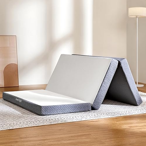 Sweetnight Tri Folding Mattress 4-inch Foldable Mattress with a  Collapsible and Washable Cover Medium-Firm with Non-Slip Design  Suitable for RV