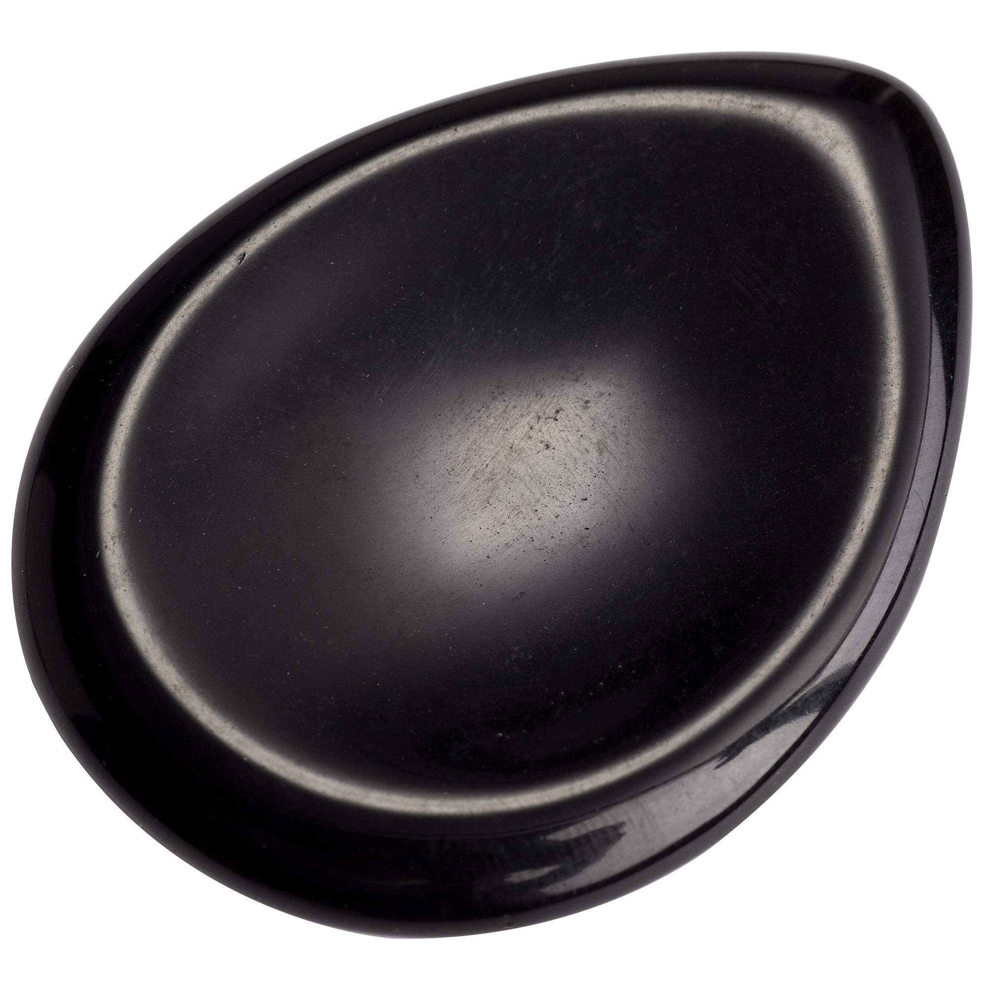 UFEEL Black Obsidian Thumb Worry Stone - Natural Teardrop Chakra Healing Crystal Therapy Polished Tumbled Pocket Palm Stone for Anxiety Stress Relief