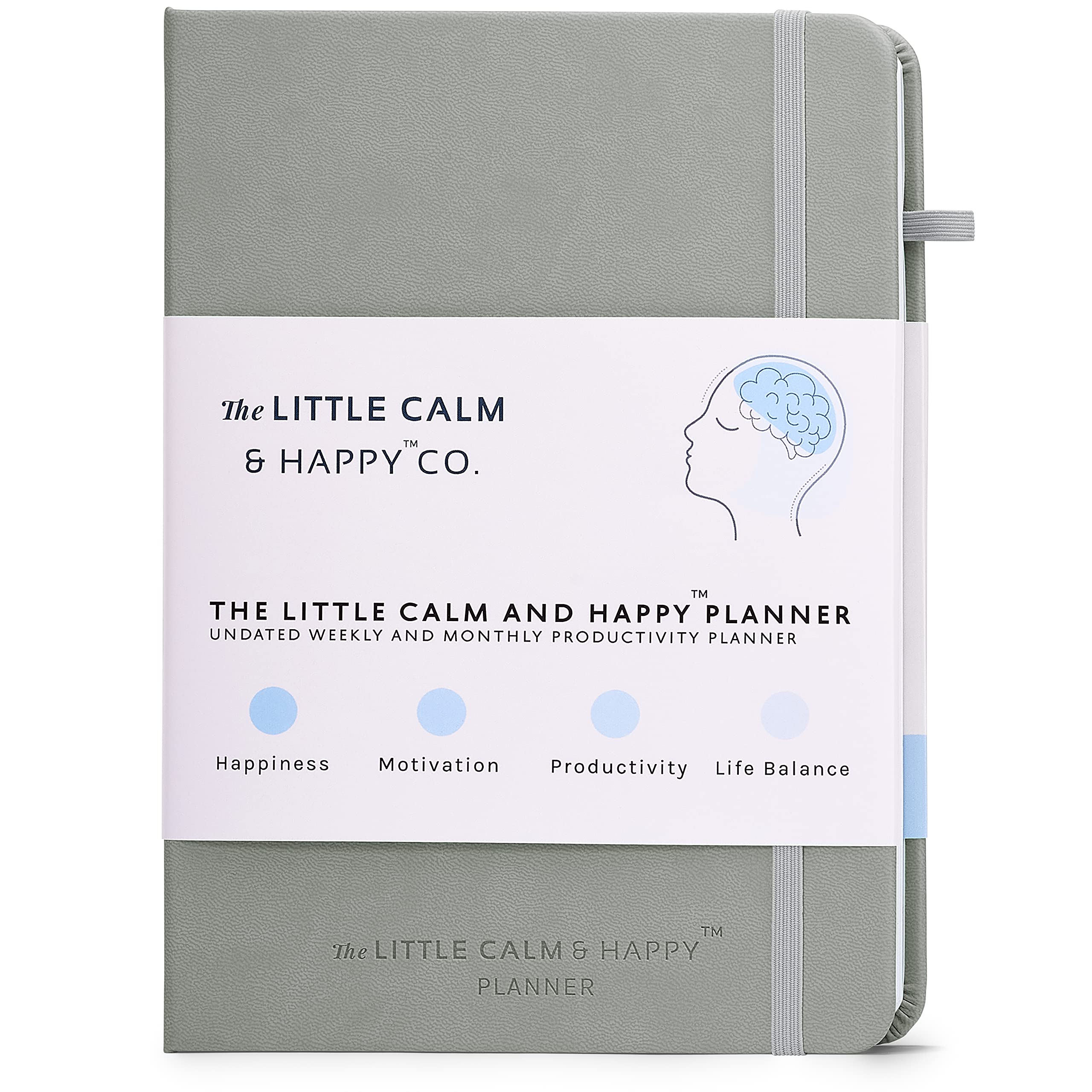 The Little Calm and Happy Planner – Weekly and Monthly Undated Productivity Planner Habit Tracker, Journal Notebook for Happiness, Motivation, Productivity and Life Balance – A5 (Grey)