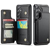 Vinich for Samsung Galaxy S25 FE Wallet Case with Card Holder, RFID Blocking Credit Slots Kickstand Shockproof Phone Cover Fit for Galaxy S25 FE 6.7" Black