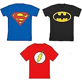 DC Superhero Batman Superman Flash Logos Youth 3-Pack Crew Neck Short Sleeve T-Shirts