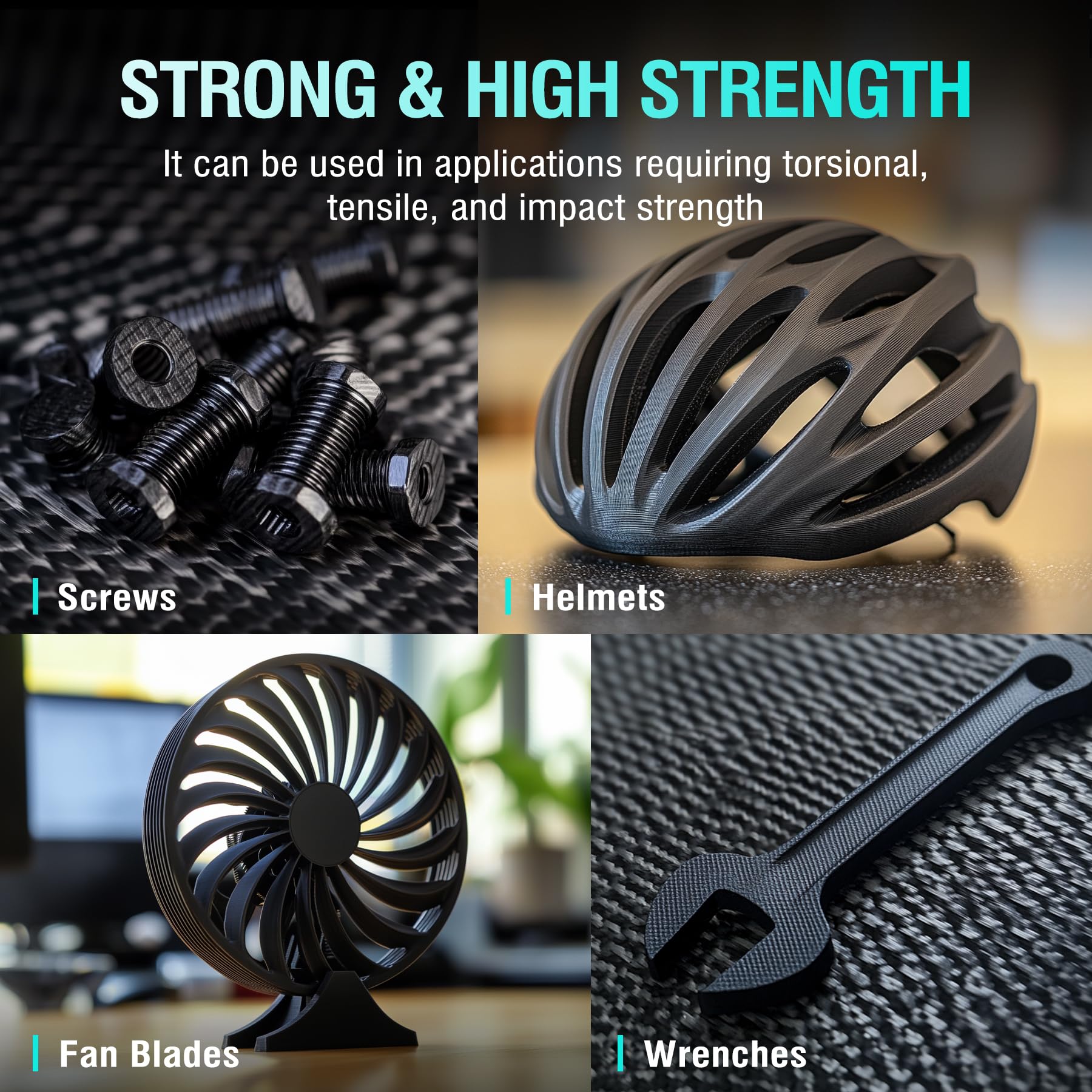 SUNLU 1KG PA6-CF 3D Filament 1.75mm, Wärmebeständig bis 209°C, besteht aus 80% PA-Nylon und 20% Carbonfasern, Steif/Stark/Hochtemperaturbeständig, für Industrielle Teile, Frostige Textur 3