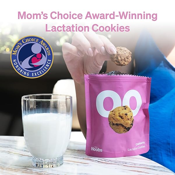 AWARD-WINNING LACTATION COOKIES FOR MILK SUPPLY INCREASE BY LOVENOOBS, LACTATION SNACKS HELP FOR BREASTFEEDING, ON-THE-GO MOM SUPPORT, BREASTFEEDING ESSENTIALS, CRANBERRY FLAVOR, 6X 3.5OZ