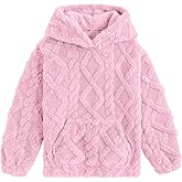 TUONROAD Girls Fuzzy Fleece Hoodies Cable Knit Warm Sherpa Pullover Sweatshirt with Pockets 6-13 Years