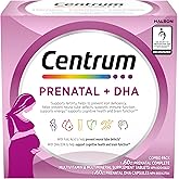 Centrum Prenatal Multivitamins/Minerals with Folic Acid and DHA Multivitamins Supplement with Omega 3, 60 Prenatal Tablets & 