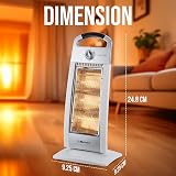 Belaco 1200W Halogen Heater Oscillation Portable Home Office Silver view 9