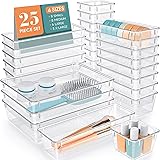 WOWBOX 25 PCS Clear Plastic Drawer Organizer Set, 4