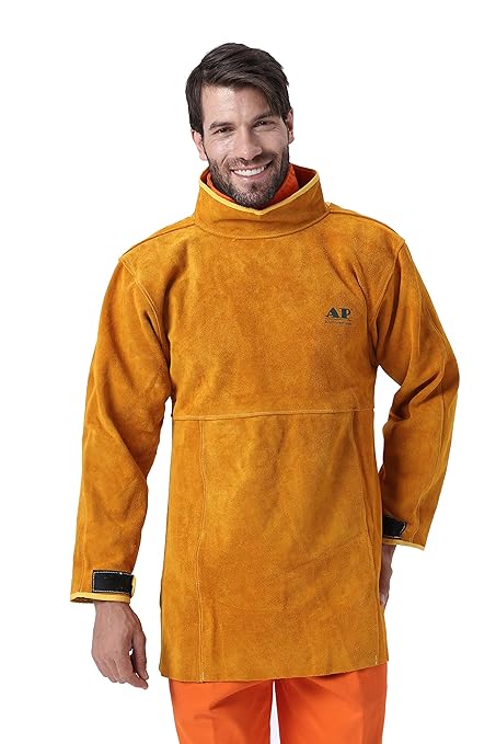 Mufly Schweißer Schürze Schweißerschürze Welding Schutzkleidung Flammhemmende Schweißerschürze aus Leder Brust-langärmelige S