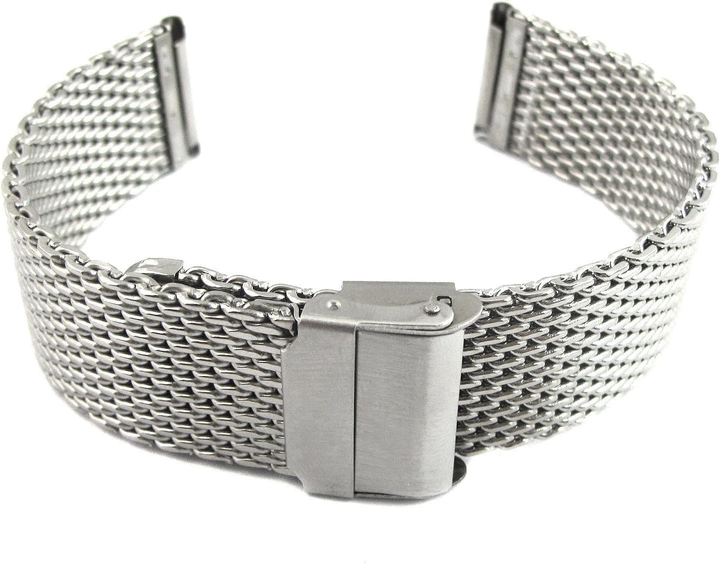 AngxunBeauty 18mm Stainless Steel Shark Mesh Milanese Watch Band Stainless Steel Mesh Replacement Strap