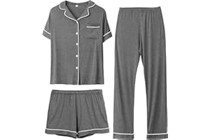 Rnxrbb 3 PCS Women Maternity Pajamas Set Nursing Postpartum Breastfeeding Pjs Sleepwear Lounger Clothes Button Down