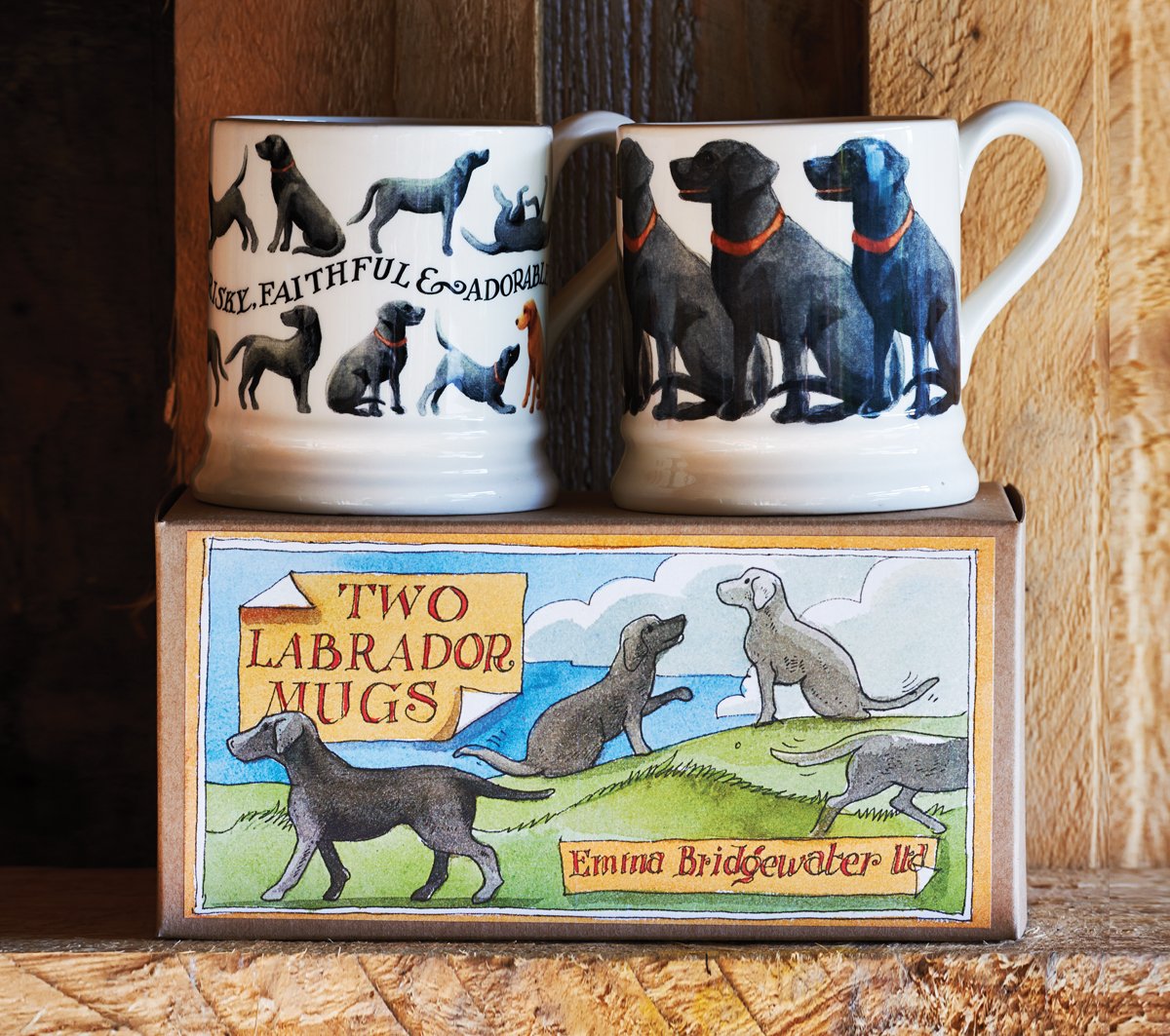 2 Emma Bridgewater Half Pint Labrador Mugs in a Beautiful Gift Box