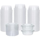 Galashield Small Plastic Containers with Lids, 0.5 oz, 100 Sets | Jello Shot Cups, Disposable Portion Cups, Condiment Containers, Souffle Cups for Sauce and Dressing