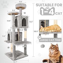TSCOMON 58.5inch Large Cat Tree Tower Condo for