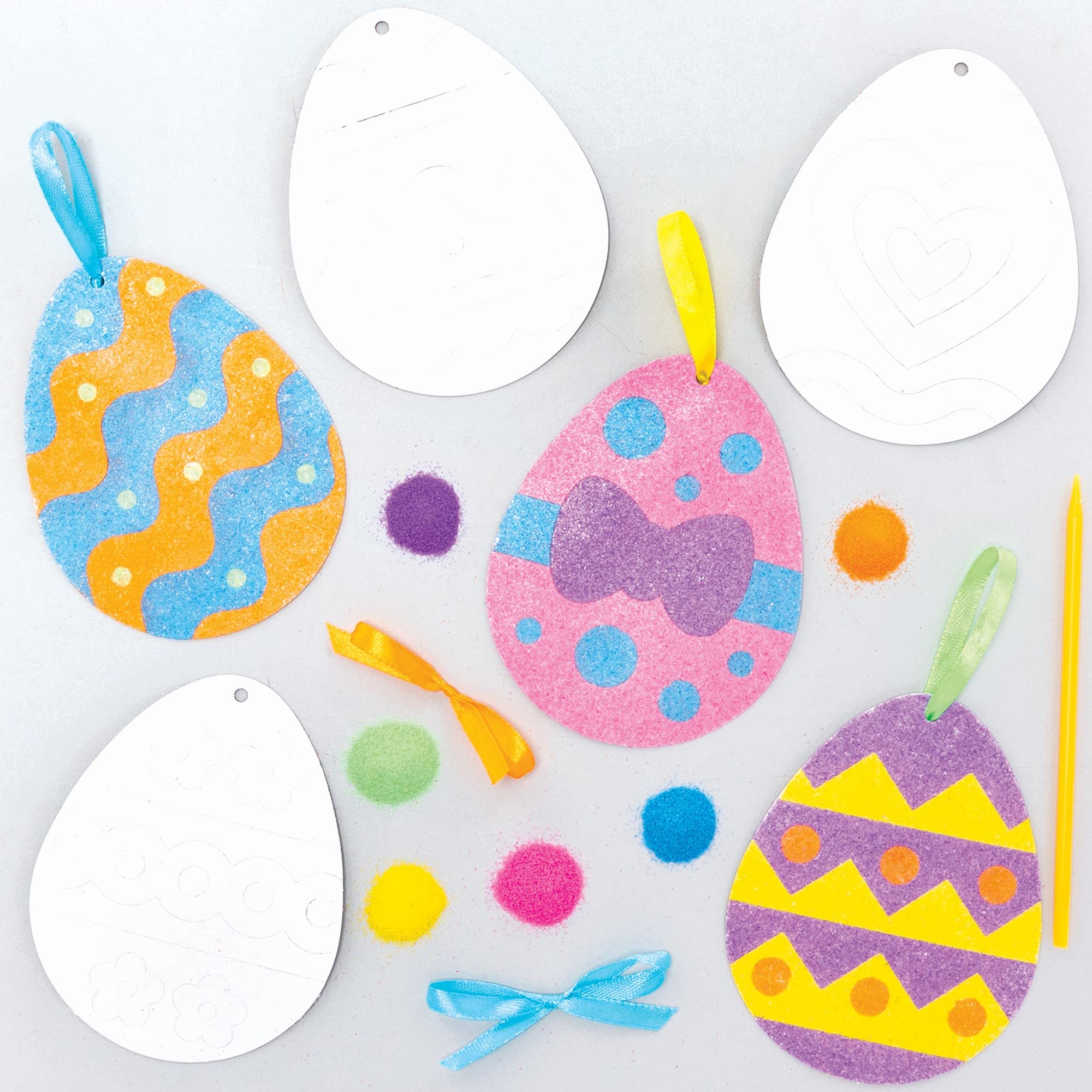 Baker Ross FC505 Easter Egg Sand Art Decoration Kits - Pack of 6, Sand Art Kits for Kids
