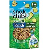 Snak Club Hidden Valley Ranch and Dill Pickle Flavored Snack Mix, Toasted Corn, Roasted Almonds, Peanuts, Salted Cashews, Mini Pretzel Sticks, Rye Bread Chips, 8 oz Resealable Bag
