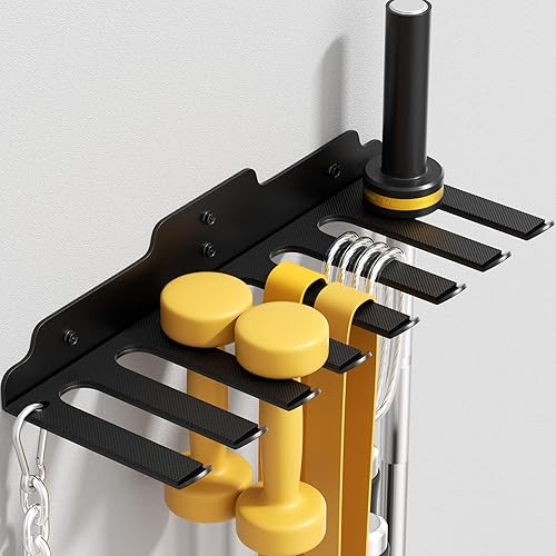 JNIHEEP Gym Home Storage Rack,Home Gym Accessories Hanger with  Hooks,Multi-Purpose Heavy Duty Rack for Resistance Bands Jump Ropes Lifting  Belt