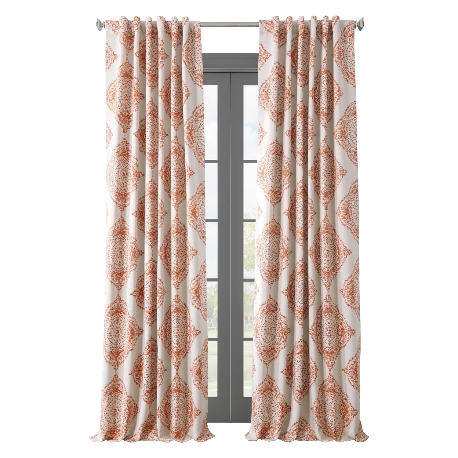 HPD Half Price Drapes Printed Room Darkening Curtains 50 X 108 (1 Panel), BOCH-KC27-108, Henna