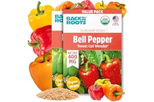 Back to The Roots 100% Organic Heirloom Seeds - Bell Pepper Value Pack (400mg Total)