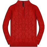 Ciaorbis Boys 1/4 Zip Pullover Sweater Long Sleeve Solid Cable Knit Top Fall Winter Jumper 4-14Y