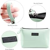 Maange Small Cosmetic Bag 2 Pcs Green Blue PU Leather Travel Pouch with Handle view 4