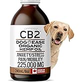 CB2 Hemp Oil for Dogs [225,000mg / 240mL / Organic] - Hip and Joint Supplement for Dogs - Extra Strength for Pain/Arthritis/I