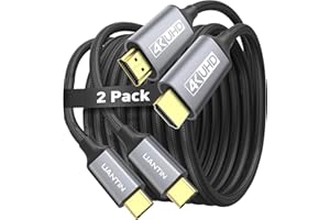UANTIN USB C to HDMI Cable 6Ft | 4K USB 3.1 Type-C to HDMI Cord [Thunderbolt 3/4 Compatible] with MacBook Pro/Air, Galaxy S8 to S23, iPhone 15/16, iPad Pro, iMac, Surface - 2 Pack