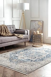 nuLOOM Harriet Vintage Medallion Fringe Accent Rug, 3x5, Grey