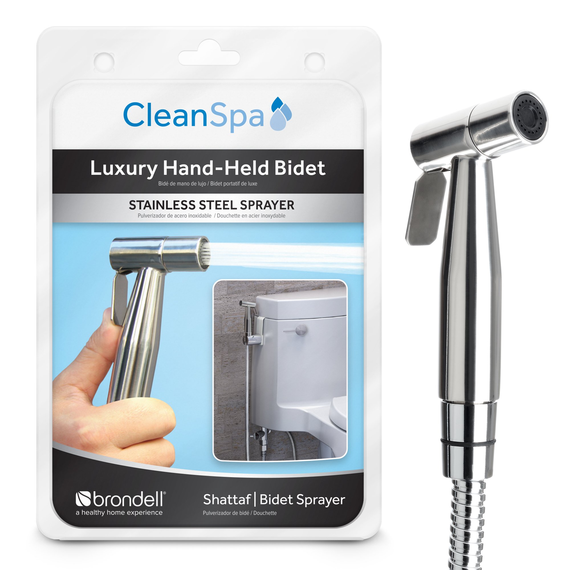 Brondell CSL40 CleanSpa Luxury Hand Held Bidet Shattaf Sprayer, Silver