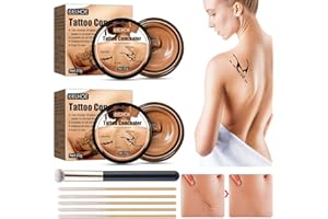 FETNHU Tattoo Concealer, Tattoo Cover Up Makeup Waterproof, Body Makeup Waterproof Foundation,Leg Makeup for Varicose Veins,Tattoo Concealer For Dark Spots,Scars,Birthmarks Vitiligo Skin Makeup (Dark Color)