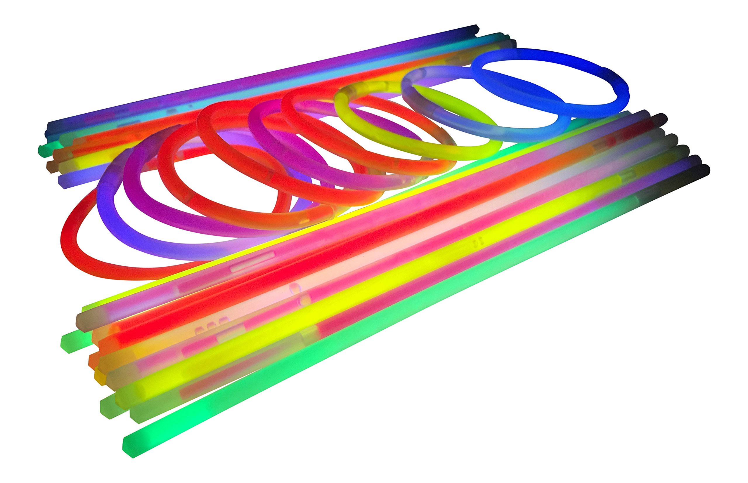 Glowtopia 8 inch Glow Stick Bracelets + Connectors - Premium Glowsticks from (300 Pack, Mixed)