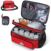 GDNasist Medicine Storage Bag, Pill Bottle Organizer for Emergency, Medicine Box Empty with Small Portable Pouch, First Aid Box for Travel and Home Storage