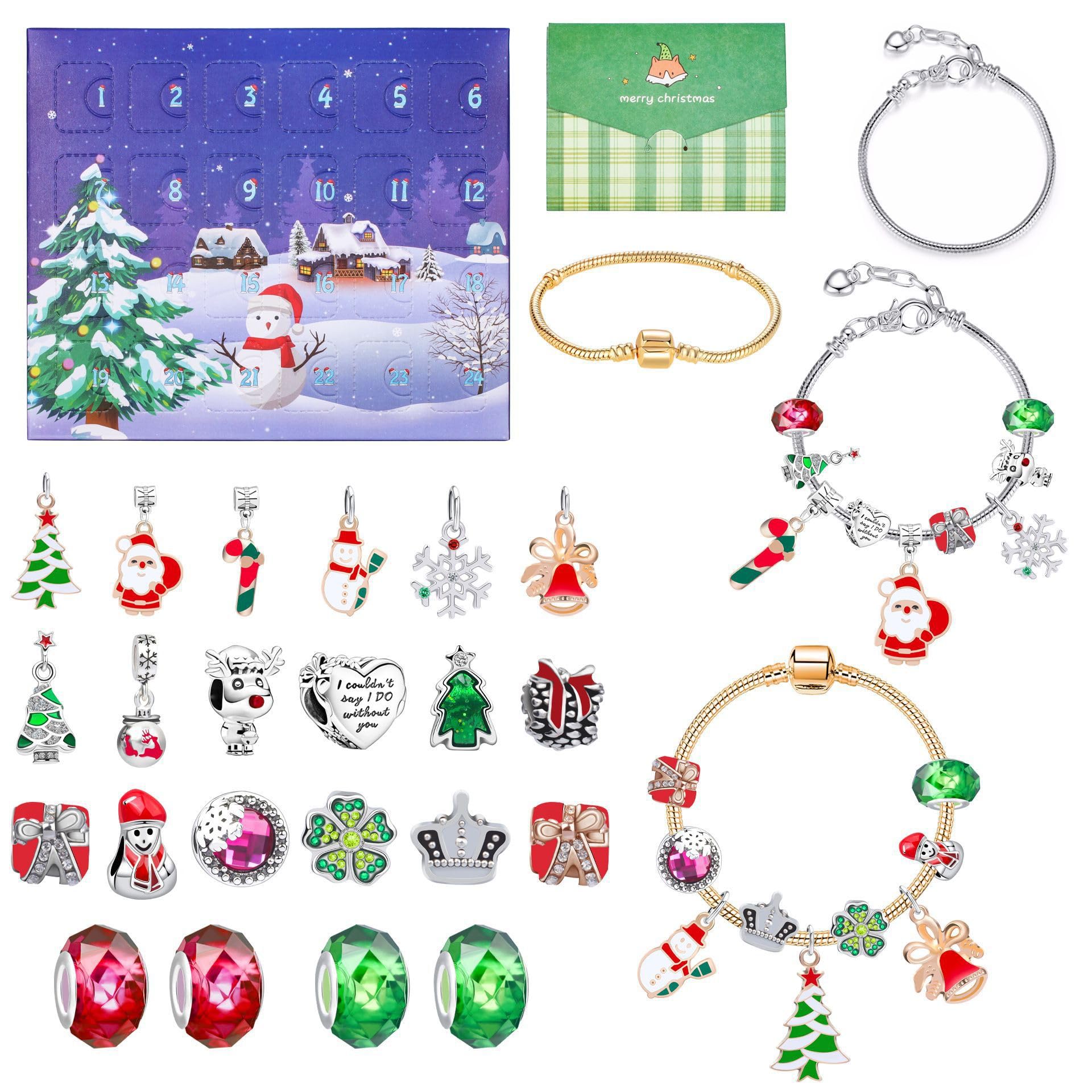 Advent Calendar 202 for Girls Kids Christmas Countdown Calendar, DIY 24 Days Christmas Jewelry, 2025 New Charm Bracelet Advent Calendar for Girls (Set B)