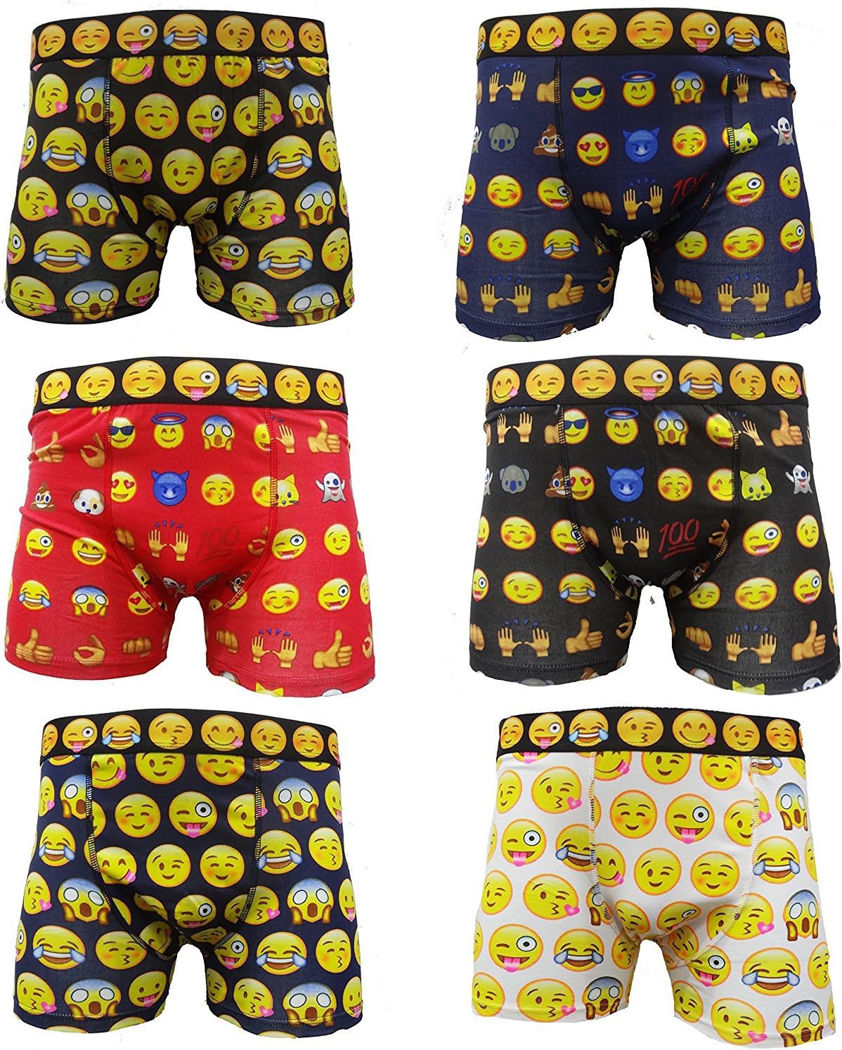 6 Pairs Mens Smiley Face Boxer Shorts Trunks Adults Emoji Funny Boxers S M L XL
