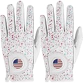 FINGER TEN Cabretta Leather Golf Gloves for Men Value 2 Pack, Premium Stylish & Comfortable Left Hand Gloves with Ball Markers for Right-Handed Golfers, Enhanced Grip & Breathability