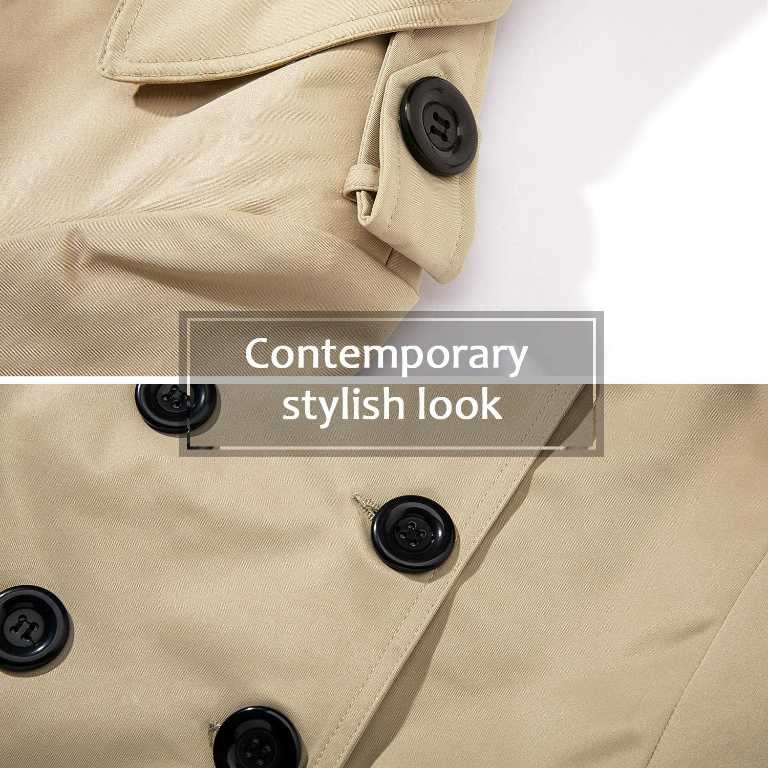 FARVALUE Women's Double Breasted Trench Coat Water Resistant Classic Belted Lapel Overcoat: Clothing