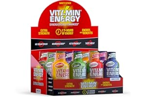 Vitamin Energy Extra Strength Energy Shot Variety Pack 12 Pack, 260mg Natural Caffeine, B-Vitamins, Vitamin D, NALT, Rhodiola, Mood, Focus, Immunity & Strength Support, Zero Sugar, Vegan, 1.93 fl oz