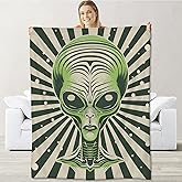 Alien Blanket for Adults Kids Boys, Flannel Alien Blankets Gifts, Retro Alien Throw Blanket for Sofa Couch Bed Living Room Soft Warm Cozy Alien Decor 60" x 50"