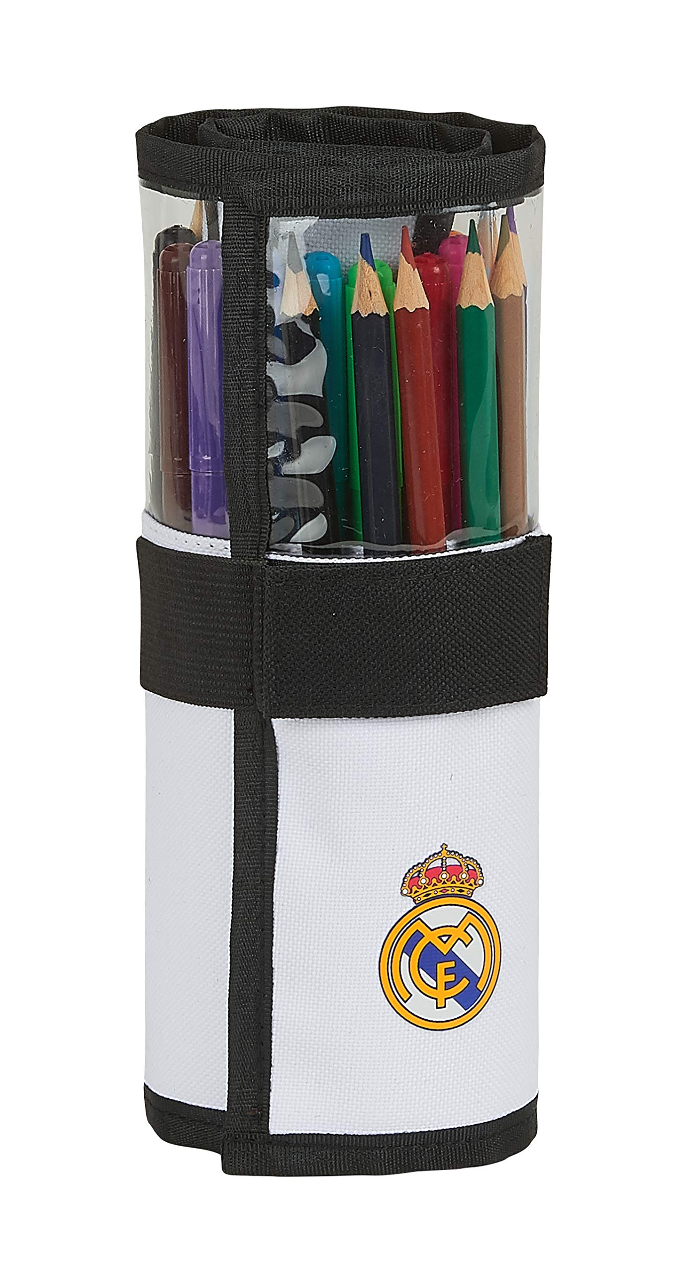 Real Madrid Shoulder Bag with Exterior Pocket 20/21, Black White, 70xx200 mm, Roll Up Case