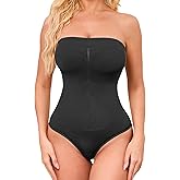 HOMETA Strapless Shapewear for Women Seamless Thong Tummy Control BodySuit Tube Top Body Shaper Under Dress
