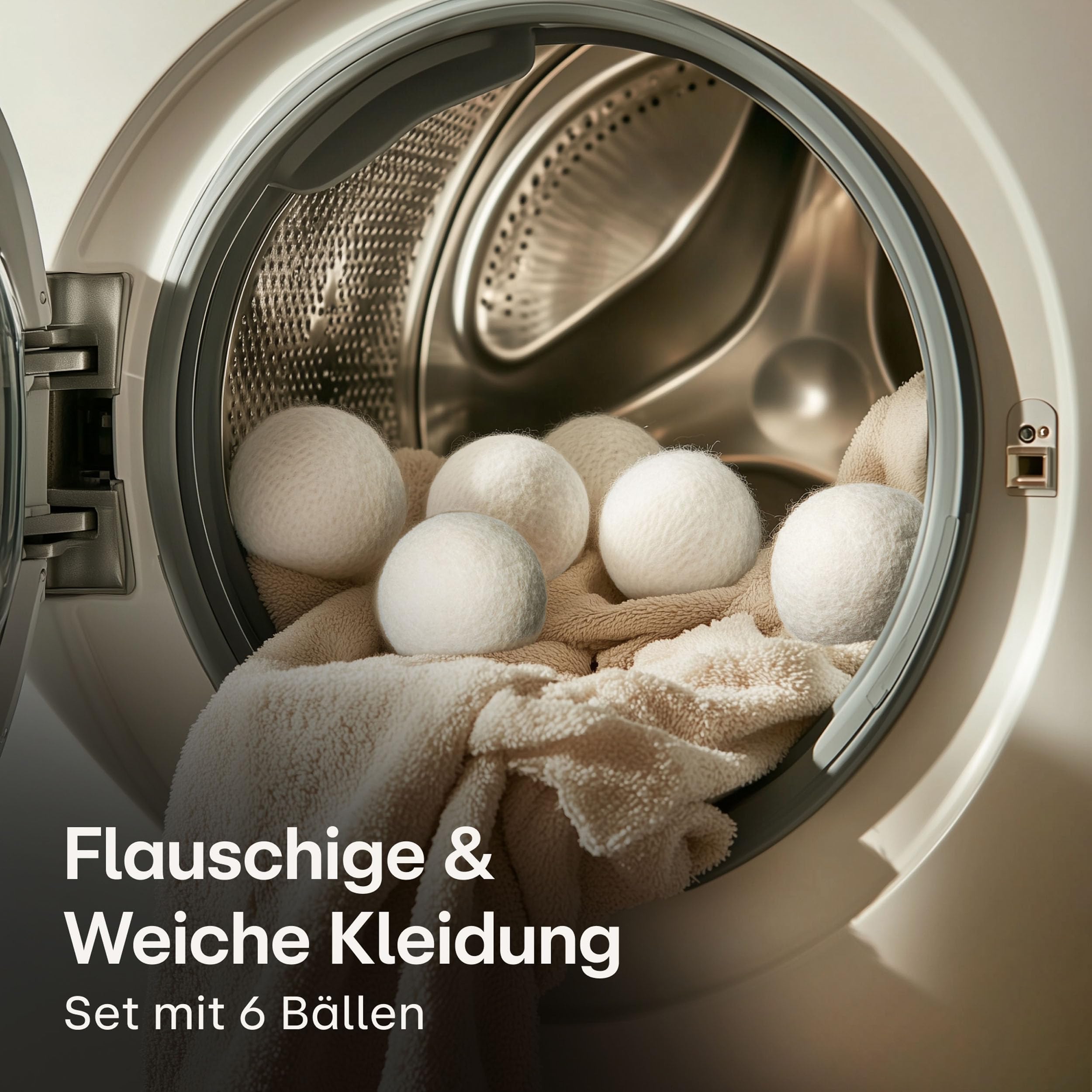 Praknu Trocknerbälle Wolle für Wäschetrockner 6er Set - Weiche, Flauschige Wäsche - 100% Öko Schafwolle - Energie sparen - Ideal für Daunen - Wool Dryer Balls aus Schafwolle 2