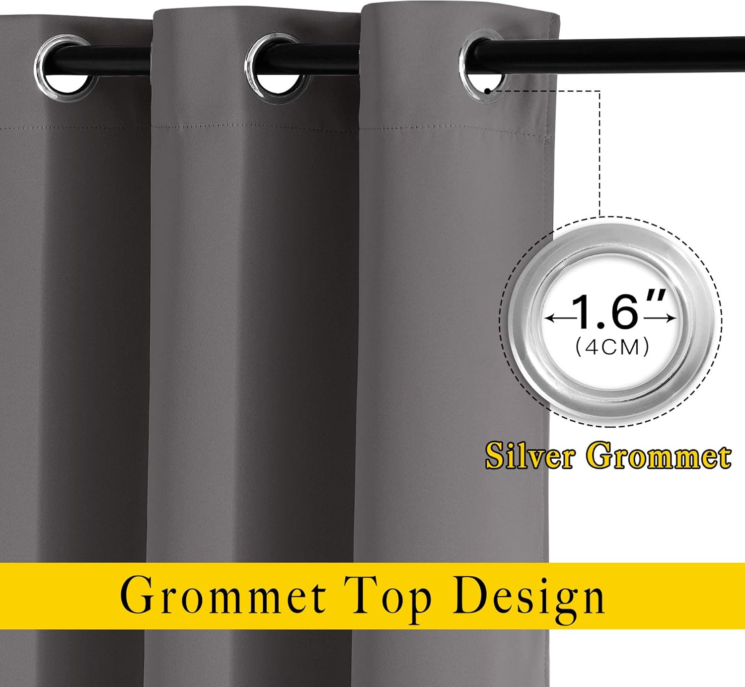 NICETOWN Blackout Curtains Panels for Bedroom - Window Treatment Thermal Insulated Solid Grommet Blackout Drapes for Living Room (Set of 2 Panels, 52 by 45 Inch, Grey): Home & Kitchen