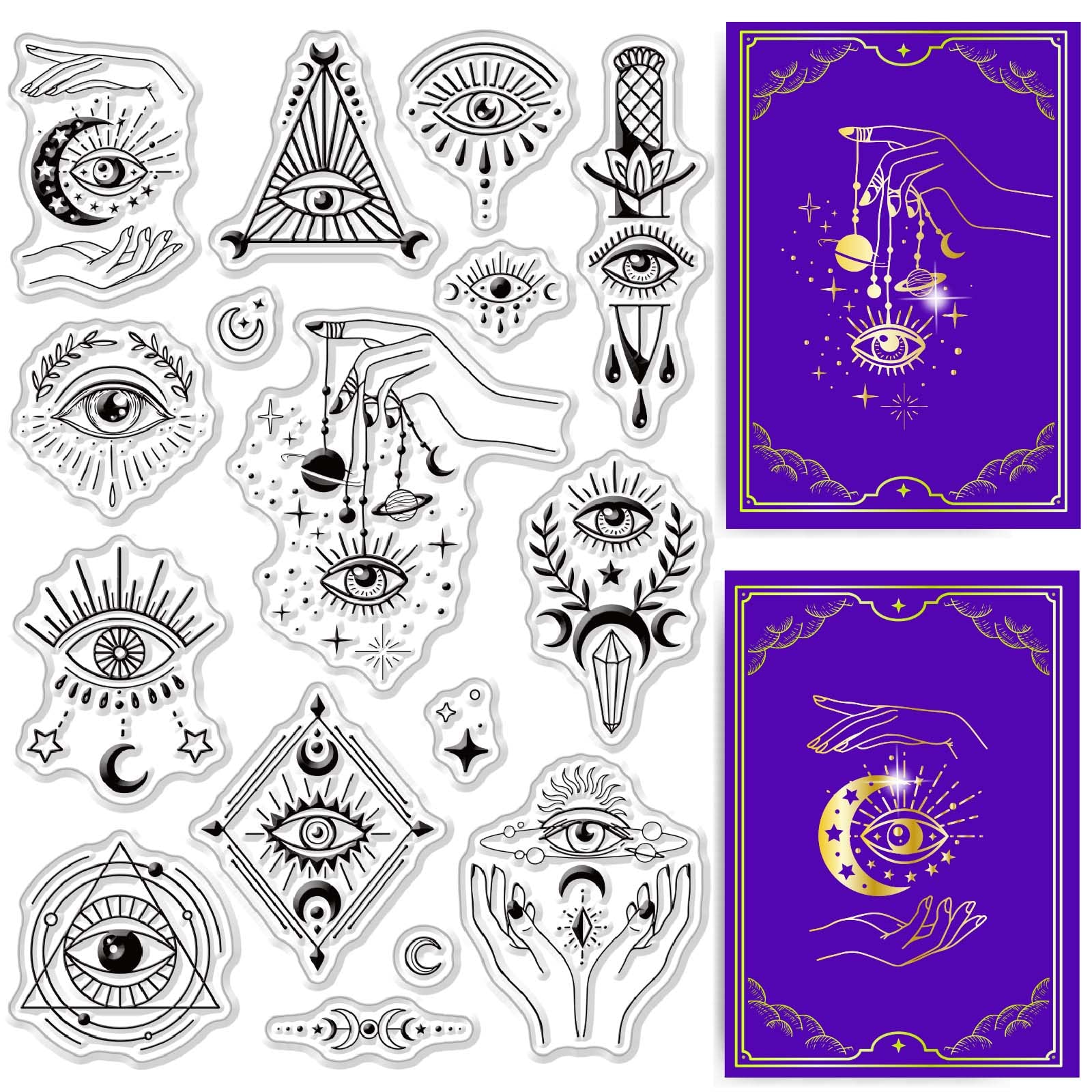 CRASPIRE Egypt Eye Mystic Silicone Clear Stamps for Card Making Tarot Egypt Mystery Gothic DIY Scrapbooking Transparent Rubber Seals Stamp Greeting Words Journaling Crafting Supplies 4.3 x 6.3inch