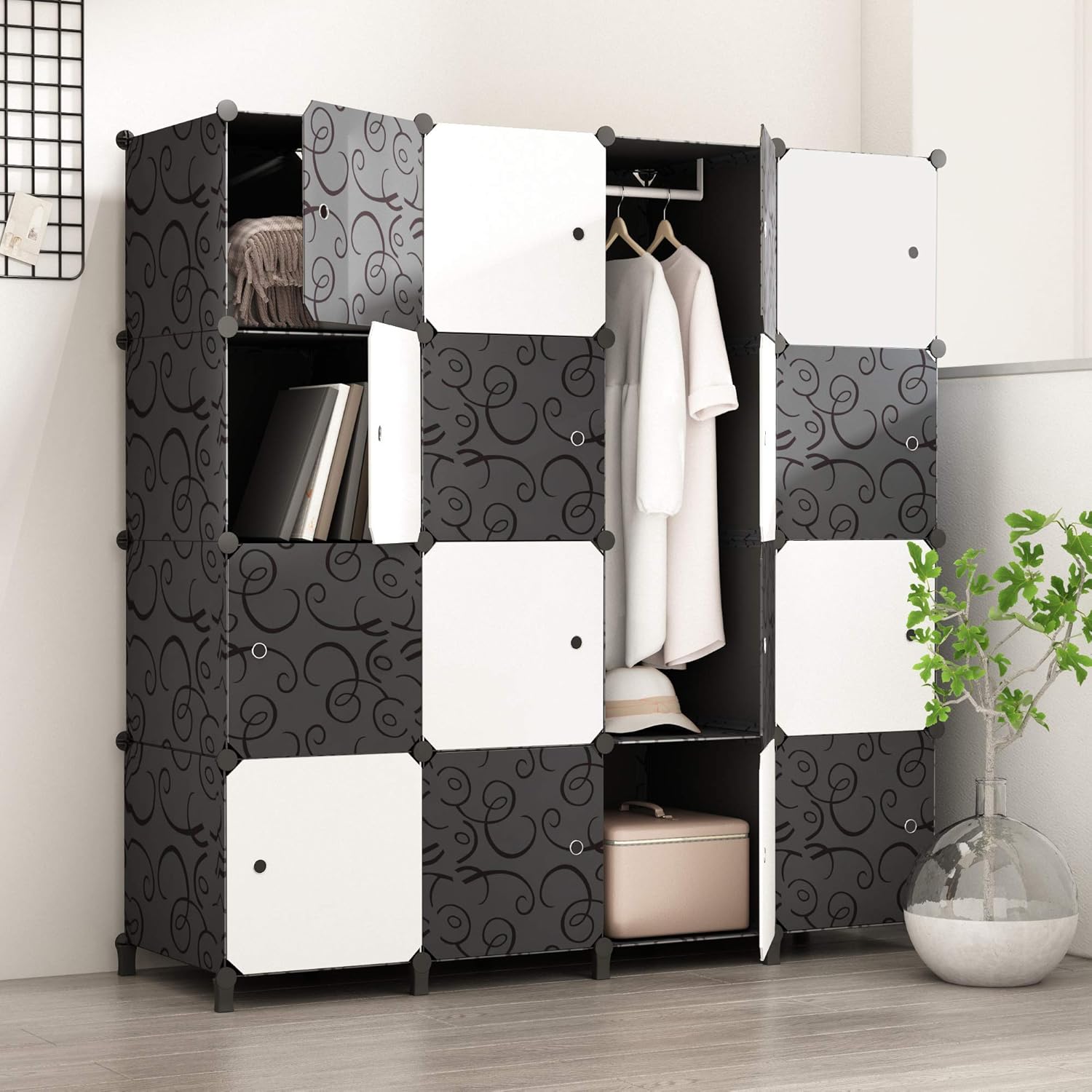 12Würfel PREMAG Wood Pattern Portable Garderobe für hängende Kleidung